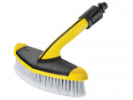 A brush with natural or synthetic bristles and an ergonomic handle, for applying coatings or cleaning surfaces.