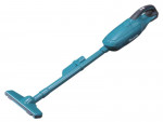 A teal and black Makita cordless leaf blower with 18V variable airflow control and a concentrator nozzle.,