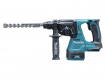 A teal and black Makita cordless combi drill with an 18V motor, a 13mm keyless chuck, and hammer, drill, and screwdriver modes.