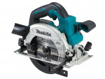 A teal and black Makita cordless circular saw with a 18V motor, an adjustable bevel plate, and a blade guard, for ripping and cross-cutting timber.