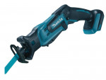 A teal and black Makita cordless reciprocating saw with 18V variable speed and a quick-release blade clamp, for demolition and rough cutting.