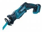 A teal and black Makita cordless reciprocating saw with 18V variable speed and a quick-release blade clamp, for demolition and rough cutting.