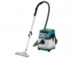 A teal and black Makita cordless leaf blower with 36V variable airflow control and a concentrator nozzle.,