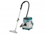 A teal and black Makita cordless leaf blower with 36V variable airflow control and a concentrator nozzle.,