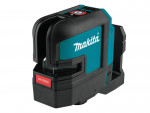 A teal and black Makita self-levelling laser level projecting horizontal and vertical lines, for precision alignment and setting-out work.