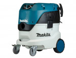 A teal and black Makita cordless leaf blower with 110V variable airflow control and a concentrator nozzle.,