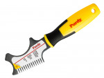 A brush with natural or synthetic bristles and an ergonomic handle, for applying coatings or cleaning surfaces.
