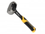 A club hammer with a double-faced steel head and a short steel-handled handle, used for driving bolsters, chisels, and masonry stakes.