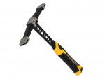 A hammer with a steel head and a steel-handled handle, for general fastening and construction use.