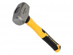 A club hammer with a double-faced steel head and a short fibreglass handle, used for driving bolsters, chisels, and masonry stakes.