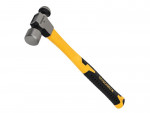 A ball pein hammer with a flat striking face and a hemispherical pein, used in metalworking for riveting and shaping.