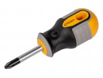 A Roughneck Pozi screwdriver with a comfort-grip handle and a hardened steel tip, for general assembly and fastening work.