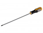 A Roughneck Pozi screwdriver with a comfort-grip handle and a hardened steel tip, for general assembly and fastening work.