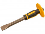 A hardened steel 279mm bolster chisel with a wide flat blade, used for cutting masonry, tiles, and breaking out concrete.