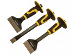A hardened steel 254mm bolster chisel with a wide flat blade, used for cutting masonry, tiles, and breaking out concrete.
