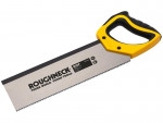A saw with a hardened blade and a comfortable handle, for cutting timber, metal, or masonry.