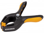 A spring clamp with a plastic or steel body and non-slip pads, for quickly holding lightweight assemblies and sheets.