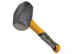 A club hammer with a double-faced steel head and a short fibreglass handle, used for driving bolsters, chisels, and masonry stakes.