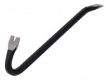 A hardened steel crowbar with a curved prying end and a pointed chisel tip, designed for levering, prying, and demolition work.