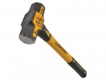 A sledgehammer with a heavy steel head and a long fibreglass handle, for heavy demolition, driving stakes, and breaking up masonry.