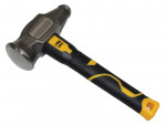 A club hammer with a double-faced steel head and a short steel-handled handle, used for driving bolsters, chisels, and masonry stakes.