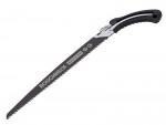 A pruning saw with a curved, hardened blade and an ergonomic handle, for cutting green timber, branches, and shrubs.