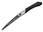 A pruning saw with a curved, hardened blade and an ergonomic handle, for cutting green timber, branches, and shrubs.