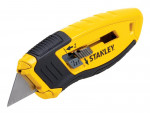 A Stanley retractable tape measure with a blade, a rubberised case, and a belt clip, for general site measurement.