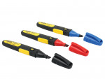 A hardened steel chisel with a bevelled cutting edge and a square-section body, for cutting stone, brick, or timber.