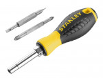A Stanley multi-tip screwdriver with a comfort-grip handle and a hardened steel tip, for general assembly and fastening work.