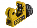 A Stanley pipe cutter with a hardened steel cutting wheel and an adjustable frame, for cleanly severing copper, steel, and plastic pipe.