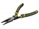A pair of Stanley long-nose pliers with narrow tapered jaws and a side-wire cutter, for working in confined spaces.