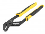 A pair of Stanley water-pump pliers with tongue-and-groove adjustable jaws for gripping pipes, nuts, and irregular shapes.
