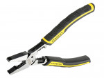 A pair of Stanley combination pliers with serrated flat jaws, a pipe-gripping section, and a side cutter, for general gripping work.