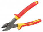 A pair of Stanley pliers with hardened steel jaws and insulated handles, for gripping and bending work.