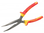 A pair of Stanley long-nose pliers with narrow tapered jaws and a side-wire cutter, for working in confined spaces.