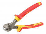 A pair of Stanley pliers with hardened steel jaws and insulated handles, for gripping and bending work.
