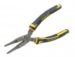 A pair of Stanley pliers with hardened steel jaws and insulated handles, for gripping and bending work.