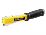 A hammer with a steel head and a steel-handled handle, for general fastening and construction use.