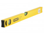 A Stanley  box-section spirit level with 2 vials, with a milled-edge aluminium body and shock-resistant end caps, for checking accurate levels on site.