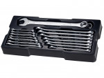 A Stanley combination spanner with an open-ended jaw at one end and a ring spanner at the other, in chrome vanadium steel.