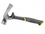 A hammer with a steel head and a steel-handled handle, for general fastening and construction use.