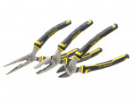 A pair of Stanley pliers with hardened steel jaws and insulated handles, for gripping and bending work.
