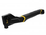 A hammer with a steel head and a steel-handled handle, for general fastening and construction use.