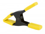 A spring clamp with a plastic or steel body and non-slip pads, for quickly holding lightweight assemblies and sheets.