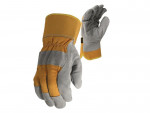 A pair of thermal-lined work gloves with a textured grip palm and an elasticated wrist, for use in cold weather conditions.