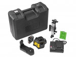 A Stabila self-levelling laser level projecting horizontal and vertical lines, for precision alignment and setting-out work.