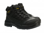 A composite safety boot with an anti-slip sole and padded collar, designed for comfort and protection during extended site work.