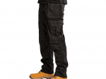 A pair of work trousers designed for use on construction sites and in industrial work environments.,