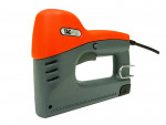 A  cordless stapler with a magazine feed and safety tip, for fastening materials using heavy-duty staples.
